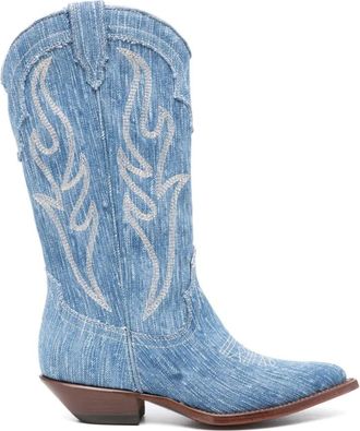 Sonora Santa Fe 35mm Denim Boot - Dames - Cowboylaarzen - Blauw - 36 EU - Denim - Schoenen