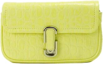 Marc Jacobs Snapshot Croc-Embossed Leren Crossbody Tas - Dames - Tassen - Geel - Maat: ONE Size Leer