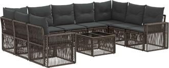 vidaXL Conjunto De Sof&aacute;s De Jard&iacute;n 10 Uds. Gris Y Gris Oscuro Vidaxl