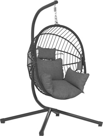 OUTSUNNY Hanging Swing Chair w/ Thick Cushion, Patio Hanging Chair, Grey
