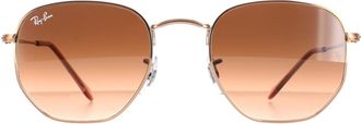 Ray-Ban Square Polished Bronze Copper Brown Gradient Hexagonal RB3548N
