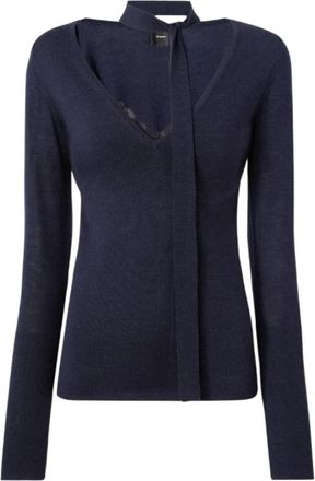 Pinko V-hals gebreid - Dames - V-hals truien - Blauw - XS - Wol - Truien & Vesten