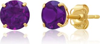 MAX + STONE 14k Yellow Gold 6MM Round Stud Gemstone Earrings