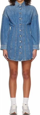 GRLFRND Grace Corset Shirt Mini Dress In Denim Blue