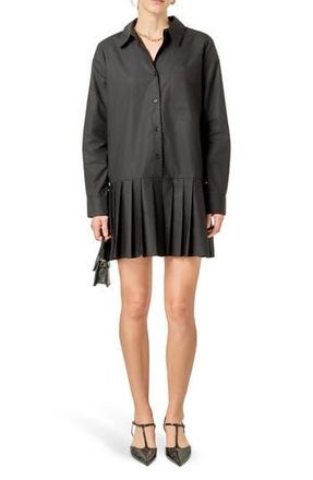 English Factory Pleated Long Sleeve Shirtdress in Black at Nordstrom Rack, Size X-Small