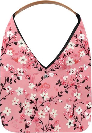 Generic Pink Floral Prints Reusable Lightweight Grocery Bags - Foldable Into Compact Pouch, Washable & Sturdy, Multipurpose for Shopping and Travel