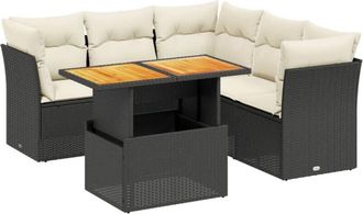 vidaXL Vidaxl - Set De Muebles De Jard&iacute;n 5 Pzas Y Cojines Rat&aacute;n Sint&eacute;tico Negro