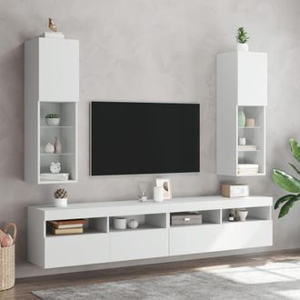 Berkfield Home TV Cabinets with LED Lights 2 pcs White 30.5x30x102 cm