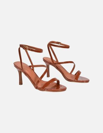 XY London Womens XY London Womens/Ladies Sherry Patent Strappy Sandals - Brown - Size: 6