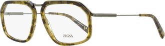 Ermenegildo Zegna Mens Tapered Rectangular Eyeglasses EZ5271 056 Green Havana 56mm