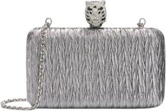 Roberto Cavalli Tijger Sluiting Stoffen Clutch - Dames - Clutches - Grijs - ONE Size - Tassen