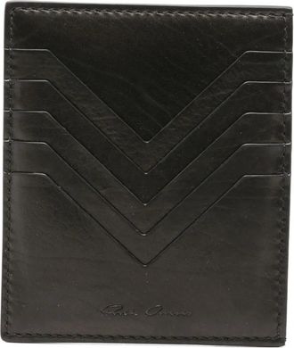 Rick Owens Portacarte in pelle con dettaglio chevron - Nero