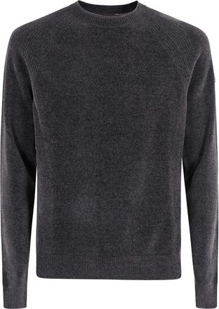 Roberto Ricci Design Velvet Ronde Gebreide Trui - Heren - Ronde hals truien - Grijs - XL - Polyester - Truien & Vesten
