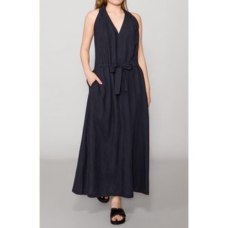Melloday Racerback Halter Maxi Dress in Dark Navy at Nordstrom, Size X-Small