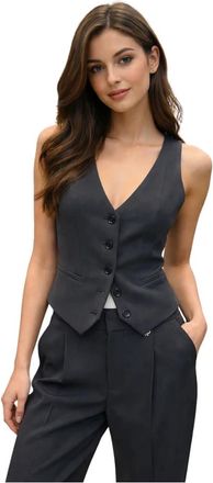 Aniye By Tailored Single-Breasted Gilet - Dames - Gillet - Zwart - XS - Leer - Kostuums