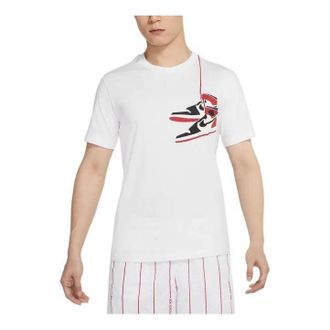 Air Jordan Mens Air Jordan Logo Printing Pattern Pullover Round Neck Short Sleeve White T-Shirt DZ4518-100