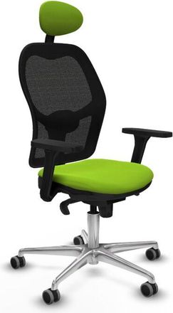 Piqueras y Crespo Piqueras Y Crespo - Jorquera Sincro Malla Negra Similpiel Pistacho Brazos 3d Base Aluminio Cabecero Fijo Ruedas 65mm Engomada