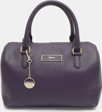 DKNY Dkny Purple Saffiano Leather Satchel