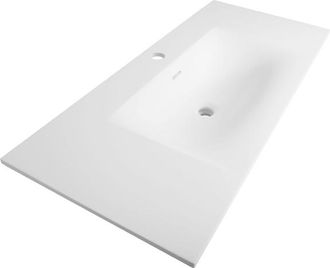 Marcel Breuer Glacier wastafel 100x46x2cm - 1 wasbak - 1 kraangat- fine stone - mat wit