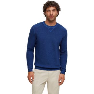 HUGO BOSS Mens Regular Fit Crew Neck Long Sleeve Sweater in Dark Blue - Size 2XL