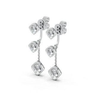 Diamond2Deal Sterling Silver 2.3 Ct Round Lab Grown Diamond Dangle Earrings