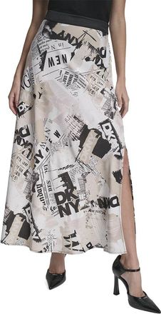 DKNY Printed Pull-On Newspaper Skirt