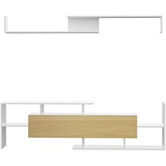 HOMCOM Homcom - Mobile tv Moderno con Mensola e Armadietto Bianco e Legno