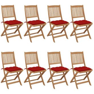 vidaXL Sillas De Jard&iacute;n Plegables 8 Uds Y Cojines Madera Maciza Acacia Vidaxl