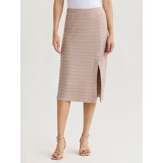 Misook Tonal Tweed Straight Knit Skirt in Beige at Nordstrom, Size Xx-Large