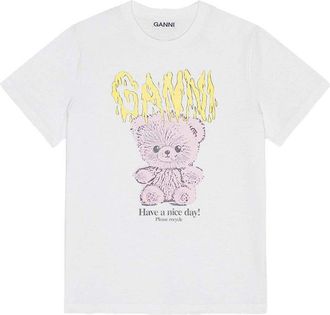 Ganni Basic Cotton Jersey Teddy Relaxed T-shirt