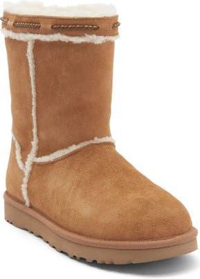 UGG Classic Short Shearling Braid Trim Boot in Chestnut at Nordstrom Rack, Size 7