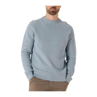 Selected Truien & Vesten, Heren, Blauw, L, Katoen, Slhdane LS Knit Structure Crew Neck Noos