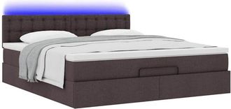 vidaXL Estructura Cama Otomana Colch&oacute;n Tela Marr&oacute;n Oscuro 160x200 Cm Vidaxl