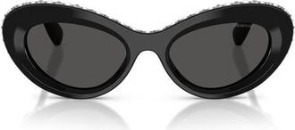 Swarovski 51mm Cat Eye Sunglasses in Black /Dark Grey at Nordstrom
