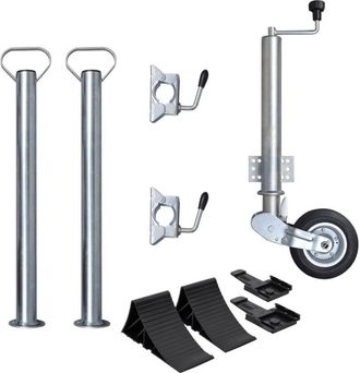 vidaXL Vidaxl - Rueda De Remolque 2 Tubos Soporte 2 Abrazaderas Divididas 60 Mm N/a