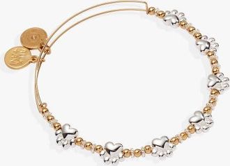Alex and Ani Paw Print Beaded Dog Bangle in Gold at Nordstrom