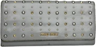 Miu Miu Pre-owned Wallets, female, Gray, Size: ONE SIZE Pre-owned Leather Wallet