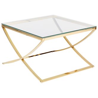 Beliani Beliani - Mesa De Centro Con Tablero De Vidrio Estructura De Acero Inoxidable Estilo Glamour Brillante Dorado Ringgold