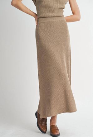 Sadie & Sage Crosby Sweater Midi Skirt In Dark Taupe