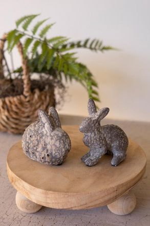 Kalalou Set Of Two Rustic Ceramic Rabbits