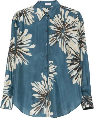 Brunello Cucinelli Brunello Cucinelli, Shirts, female, Blue, Size: XS Floral Print Shirt