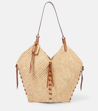 Isabel Marant Tampa leather-trimmed raffia shoulder bag