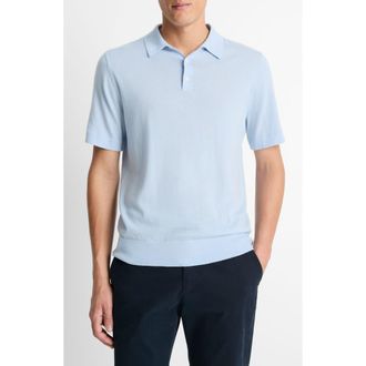 Vince Short Sleeve Wool & Cashmere Polo Sweater in Playa Blue at Nordstrom Rack, Size Xx-Large