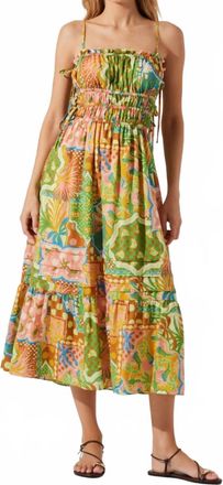 Astr Elisabeth Dress In Mosaic Green Multi
