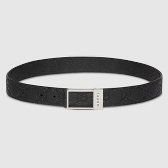 Gucci Reversible Belt With Rectangular Buckle, Size Gucci 100, Black, Leather
