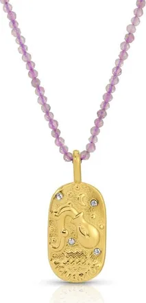 Kozakh Sunrise Zodiac Pendant Necklace in Gold/purple Aquarius at Nordstrom