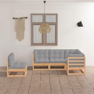 vidaXL Vidaxl - Juego De Muebles De Jard&iacute;n 5 Pzas Y Cojines Madera Pino Maciza