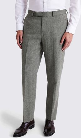 Moss Regular Fit Sage Herringbone Trousers