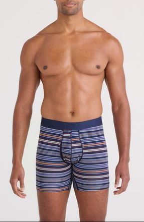 Saxx DropTemp Cooling Cotton Boxer Briefs in Vivid Stripe-Mar at Nordstrom, Size X-Large