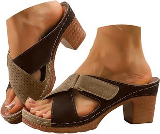 Generic Wedges Heels for Women Dressy, Womens Cork Platform Wedge Sandals Low Heel Open Toe Strapy Comfortable Orthopedic Wedges Ladies Casual Summer Shoes Kh